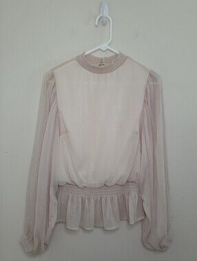 Women's Hyfve Cream Color Balloon Sleeve Blouse Sz Large NWOT